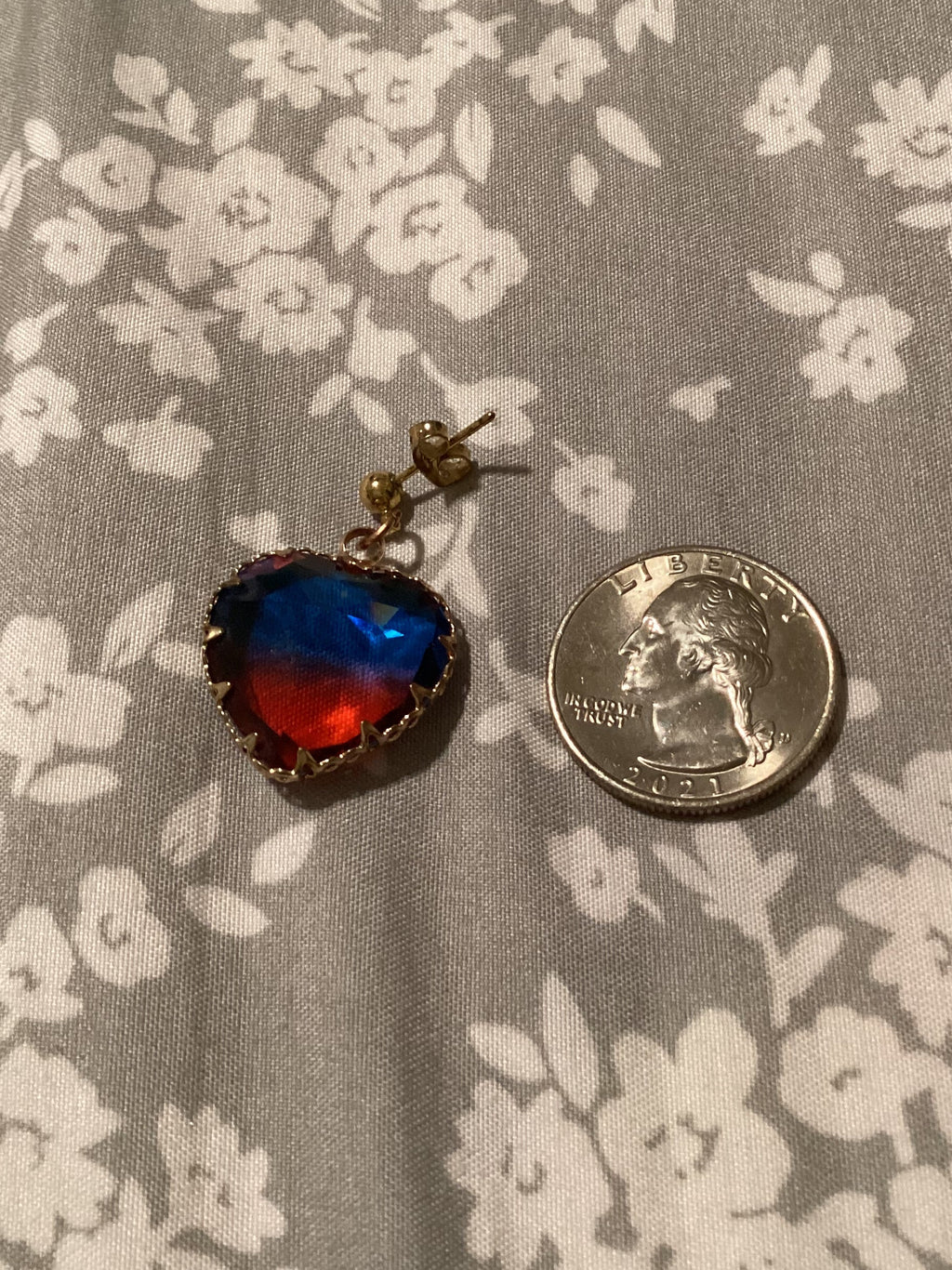Blue and Red Heart Earrings