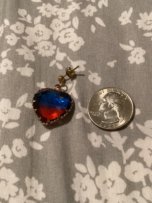 Blue and Red Heart Earrings