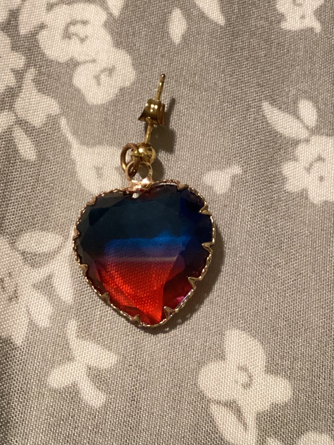 Blue and Red Heart Earrings