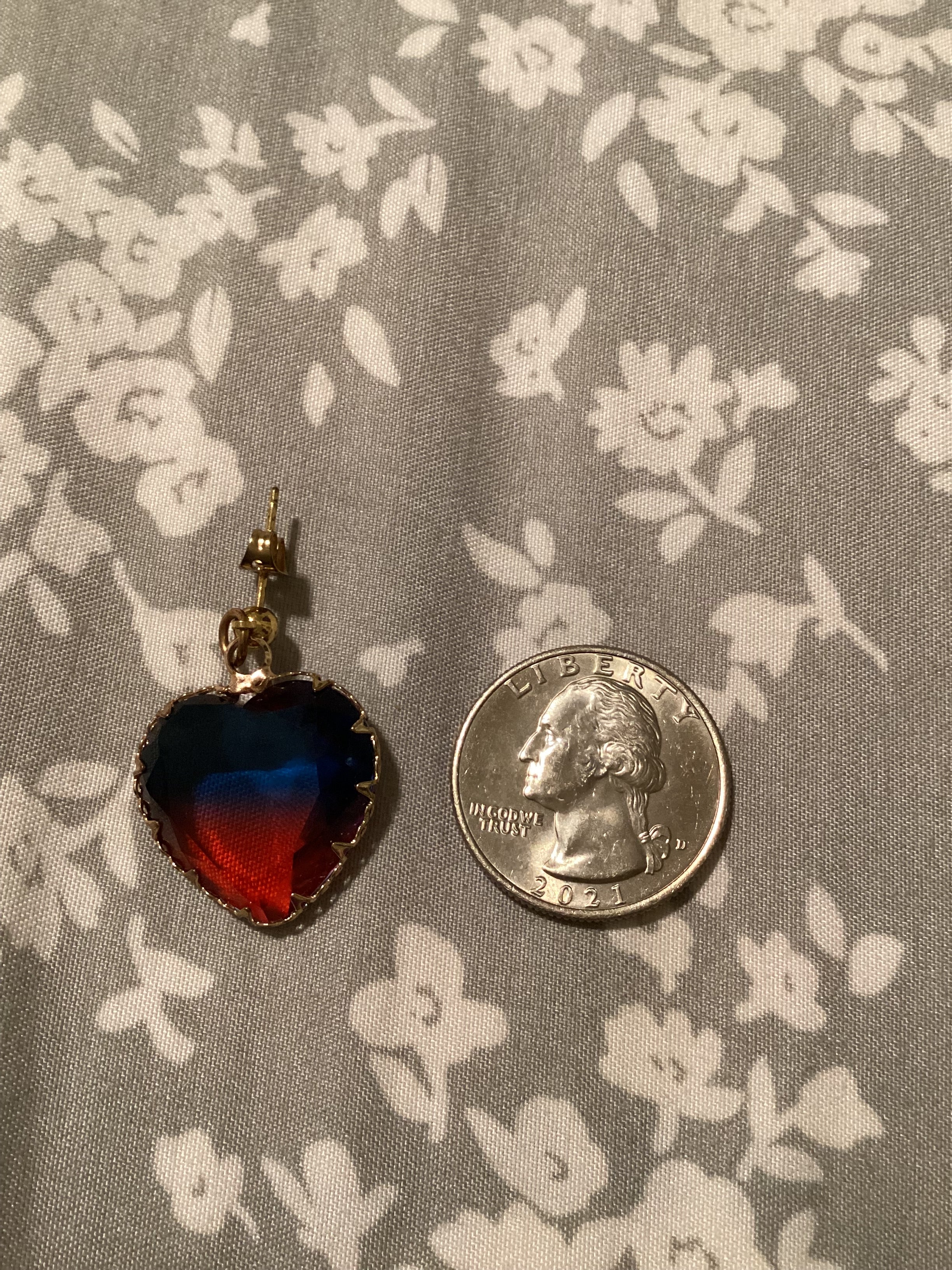 Blue and Red Heart Earrings